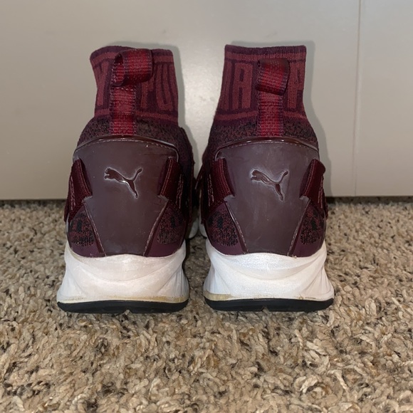 Puma Maroon Ignite Evoknit Hi-Top Sneakers, W9.5 - Picture 4 of 5
